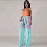 (S-XXL) 💋 Sexy sleeveless Color Block Jumpsuit