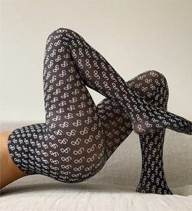 Women Fashion Geometric Printed Pantyhose