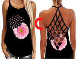 Women Bohemian Casual Cut Out Backless Floral Printed Sleeveless Tank Top