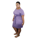 (XL-5XL) 💋 Women Plus Size Solid Sash Dress