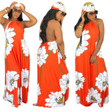 (S-XXL) 💋 Women Bohemian Floral Print Backless Halter Neck Maxi Dress