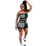 (S-XXL) 💋 Women Edgy Sexy Color & Plaid Crop Tube Top & Shorts set